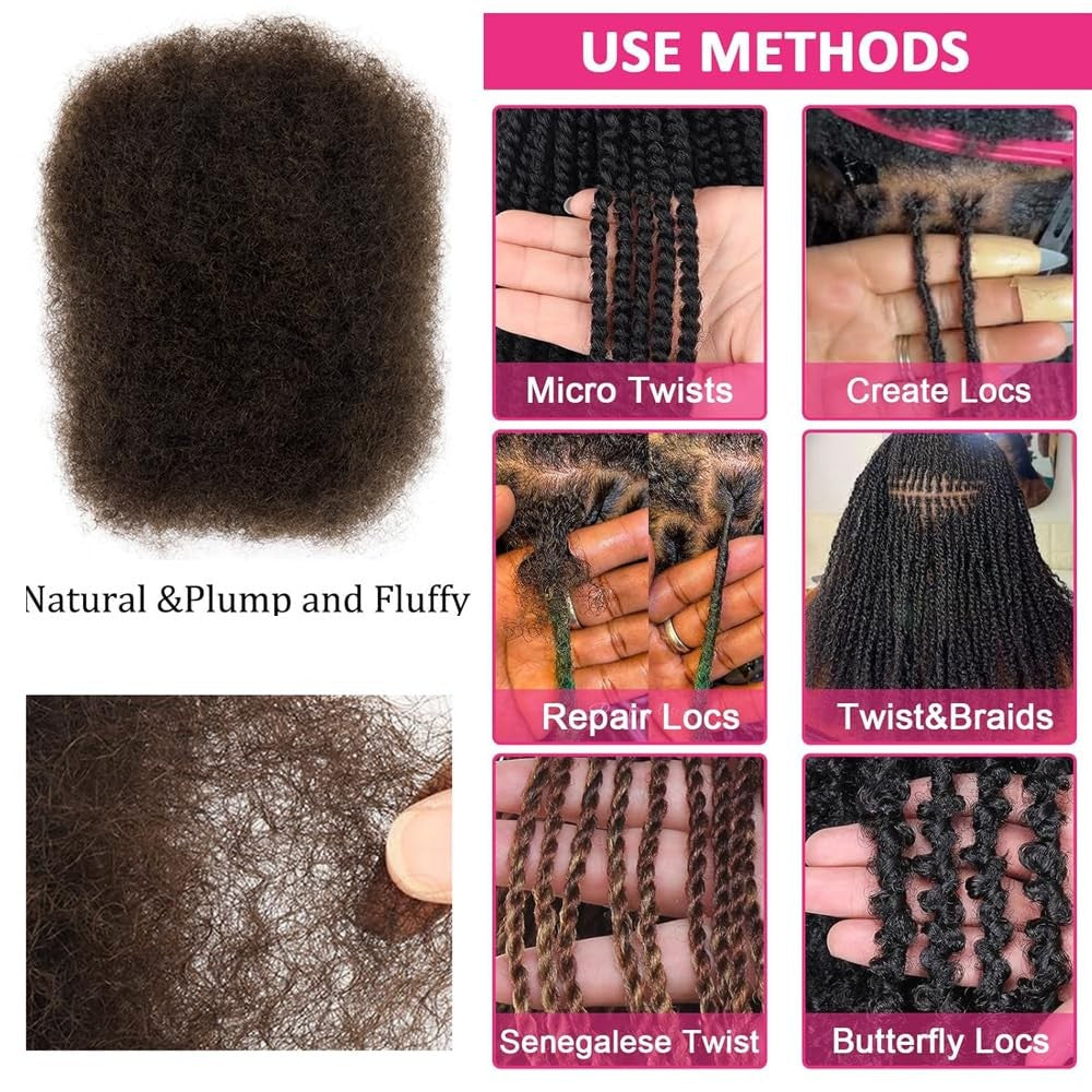 Bulk Human Hair Twist Extensions 12 Inch 2# 50 Gram Pack for Dreadlocks & Braids