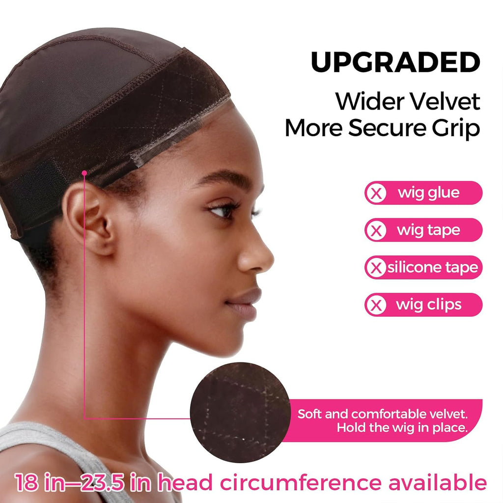 Wig Grip Cap for Women with Lace Edge Non-Slip Band Brown