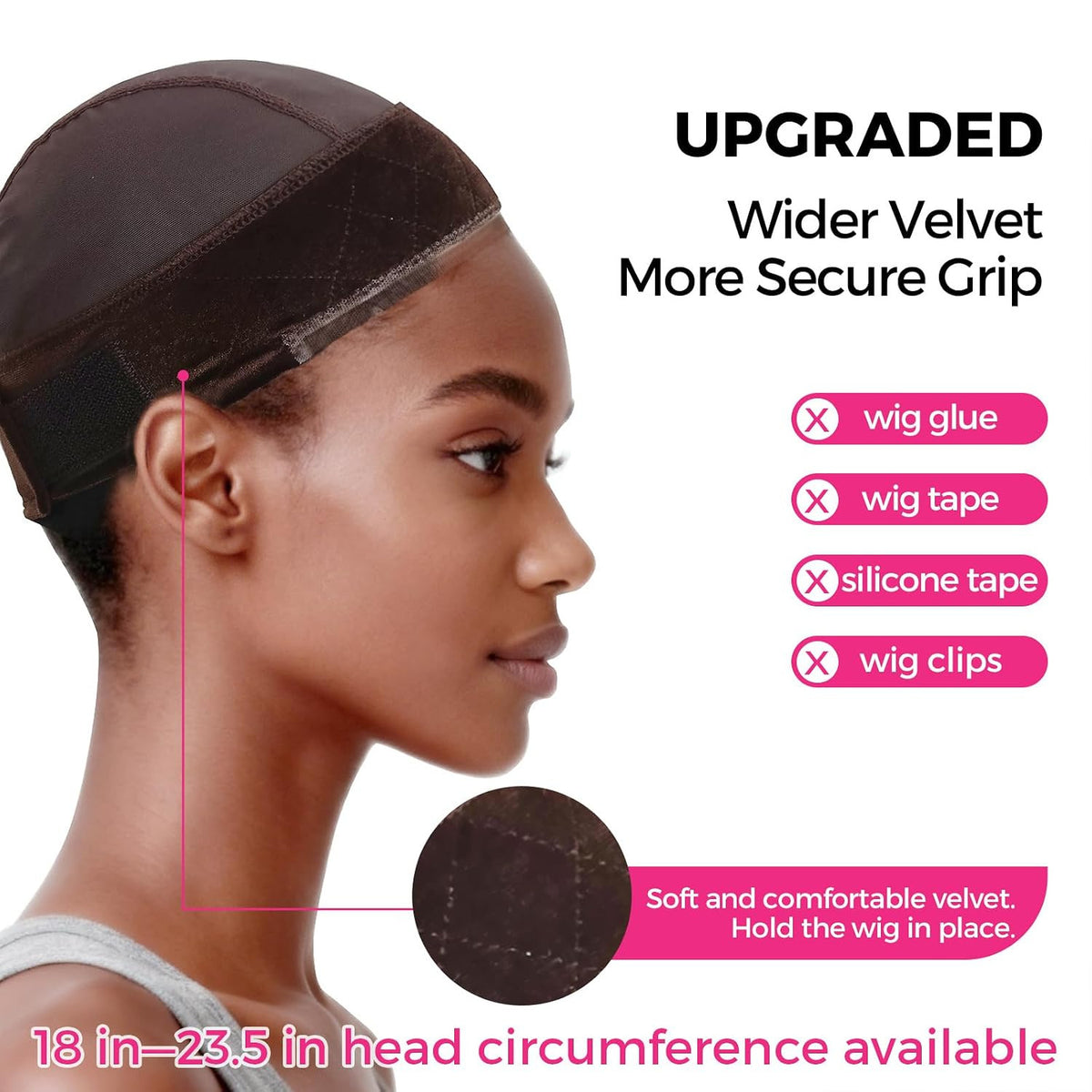 Wig Grip Cap for Women with Lace Edge Non-Slip Band Brown