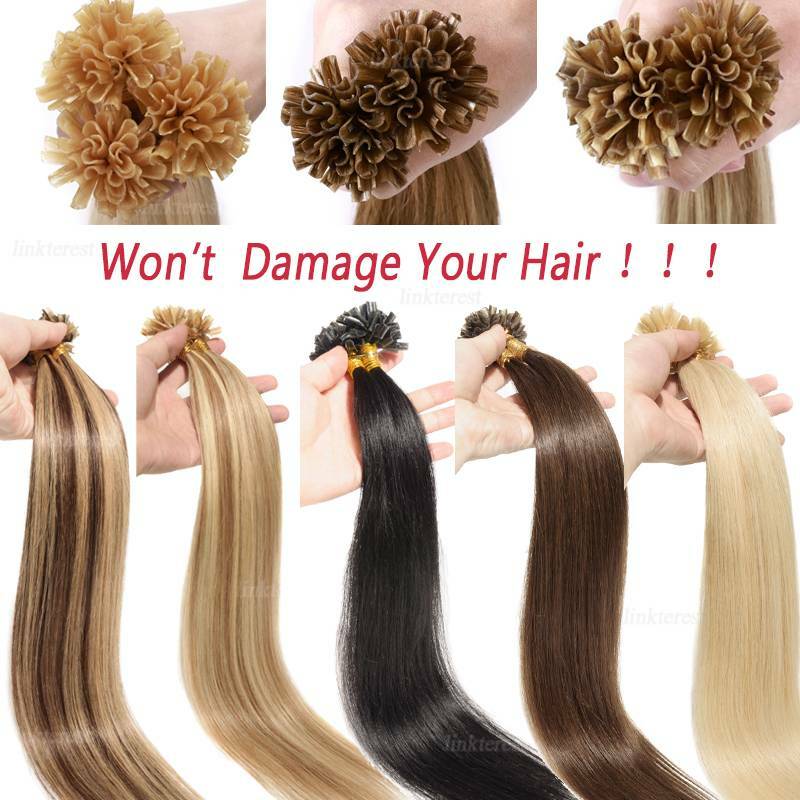 Human Hair Extensions Flat Nail U Tip Keratin Bonding Virgin Remy Hair