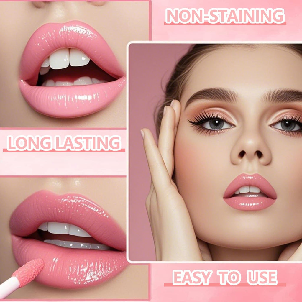Eakroo 6-Color Peach Lip Tint Set - Long-Lasting Liquid Gloss & Lip Stain