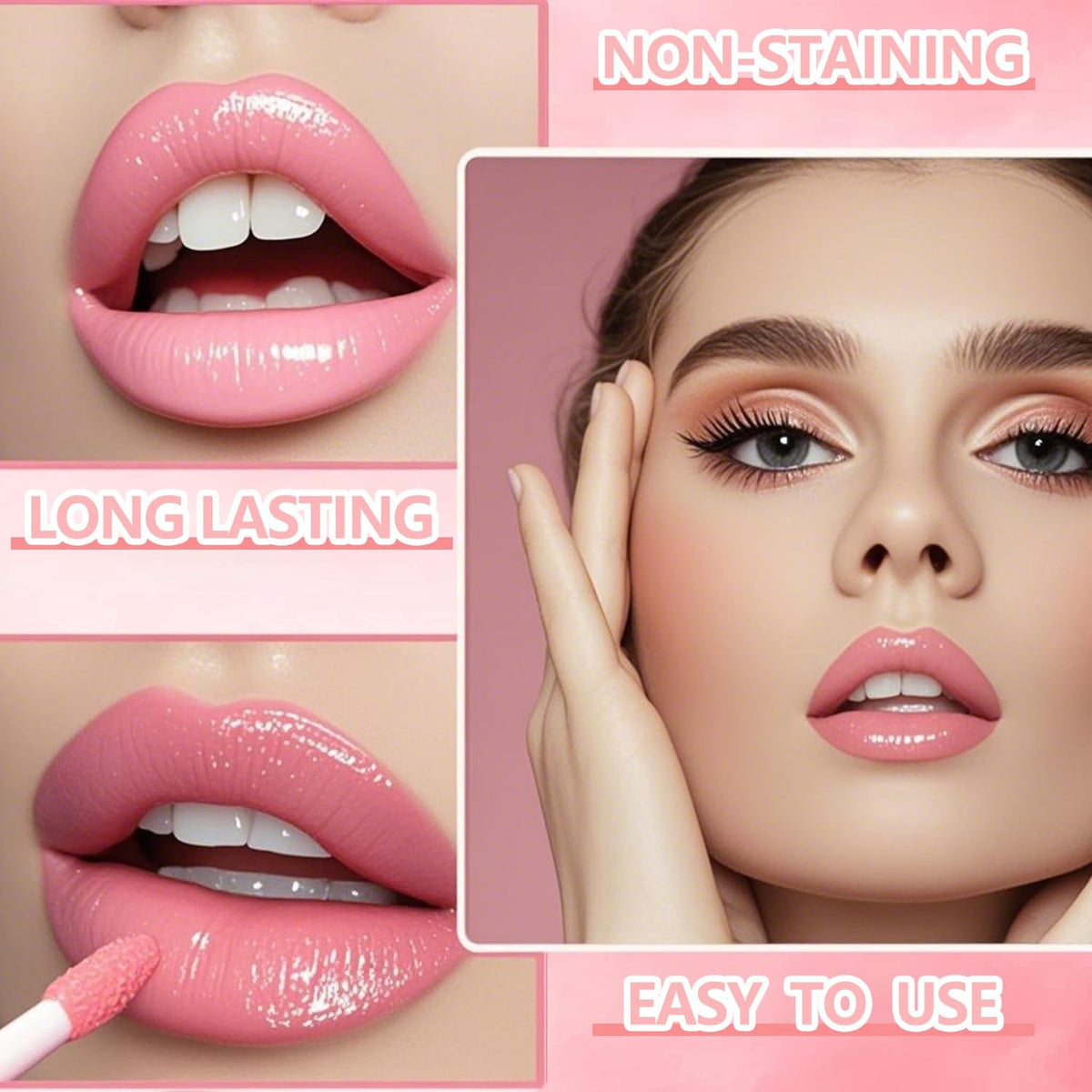 Eakroo 6-Color Peach Lip Tint Set - Long-Lasting Liquid Gloss & Lip Stain