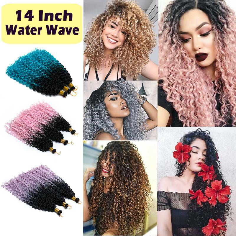 Kinky Curly Braids Afro Crochet Water Weaving Hair Extensions - Multiple Colors & Lengths
