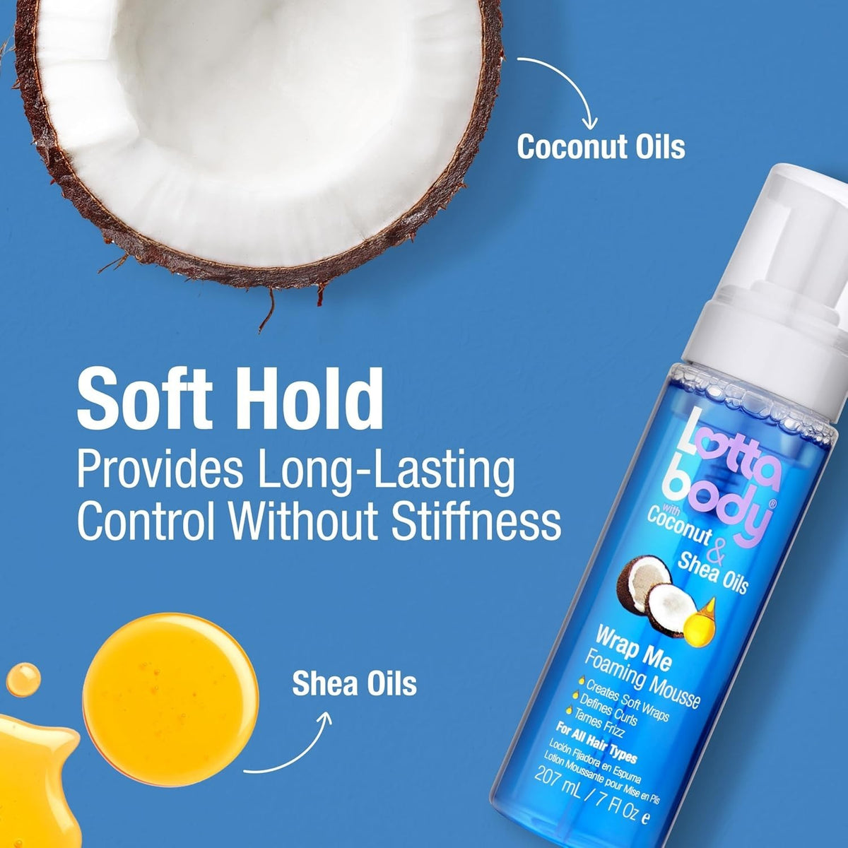 Curl-Defining Foaming Mousse with Coconut & Shea Oils for Natural & Relaxed Hair - 7 Oz