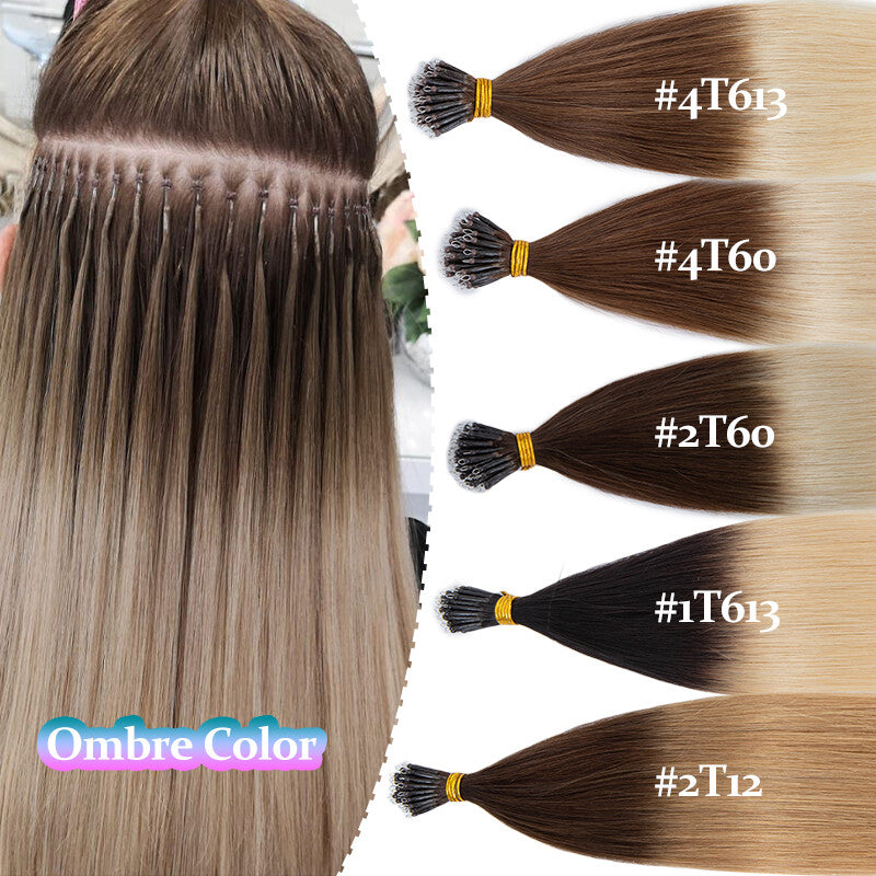Nano Ring Hair Extensions - Remy Human Hair Bead Link Ombre Styles
