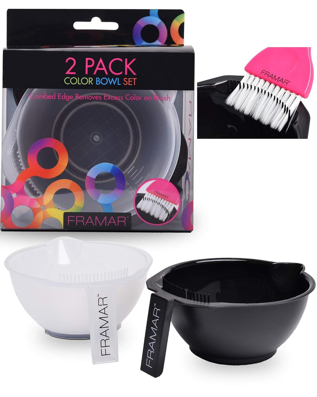 2PCS Hair Dye Mixing Bowls with Brush Cleaner, Rubberized Non-Slip Bottom