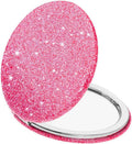 Pink Compact Travel Mirror with 1X & 2X Magnification - Folding Pocket Makeup Mirror