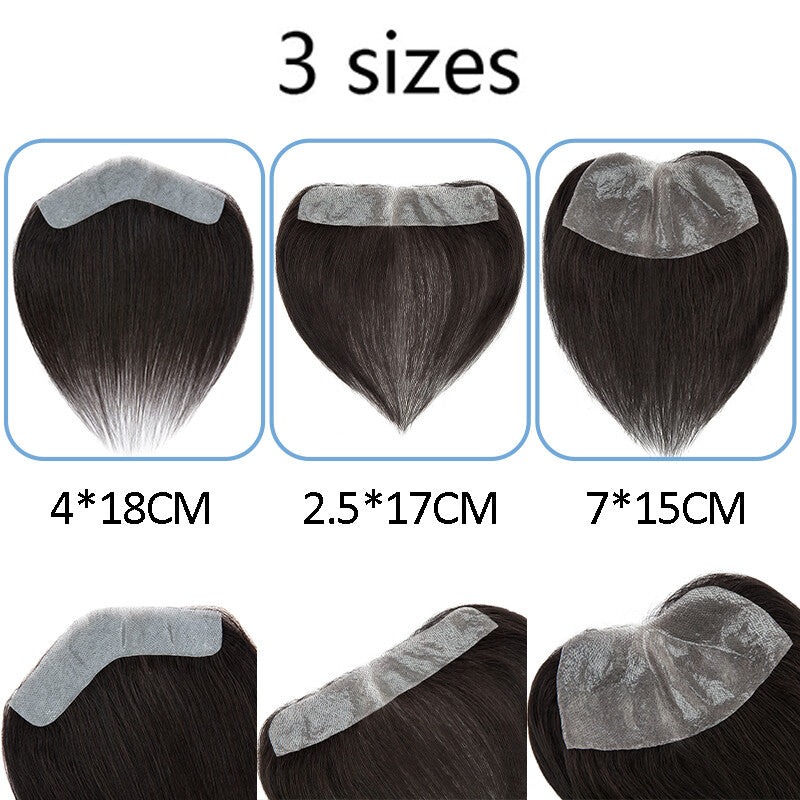 Mens Skin PU Front Hairpiece Toupee for Receding Hairline and Hair Loss