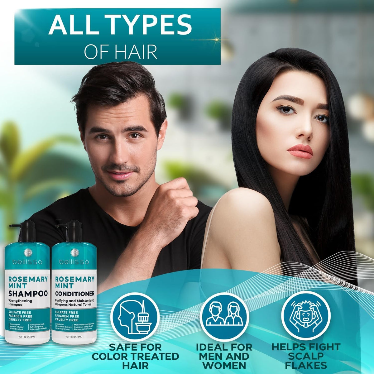 Rosemary & Peppermint Volumizing Shampoo & Conditioner Set for Thinning Hair