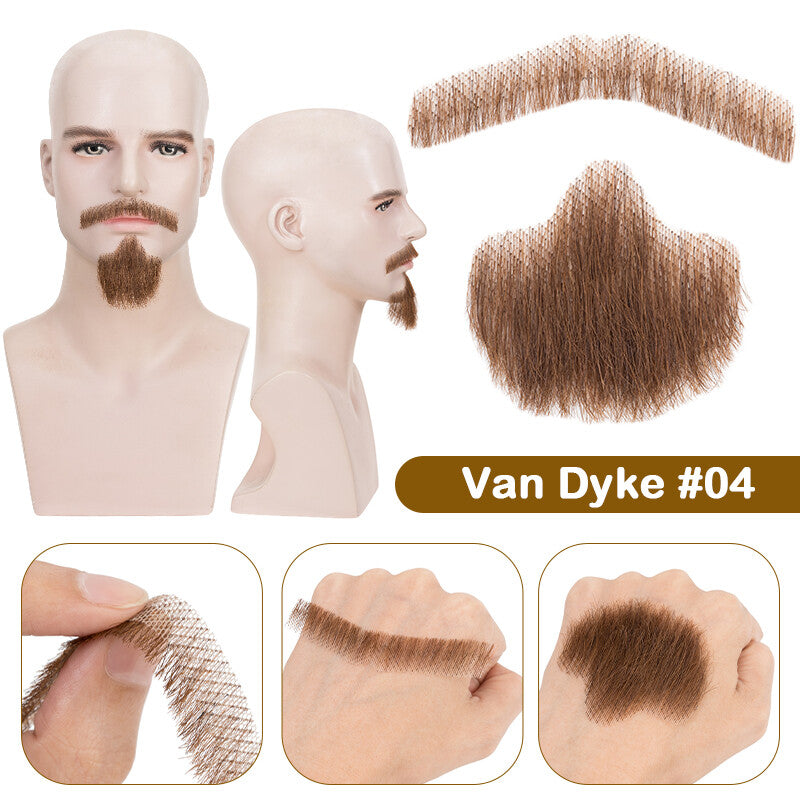 Realistic Fake Goatee Beard for Men - Human Hair Costume Facial Hair