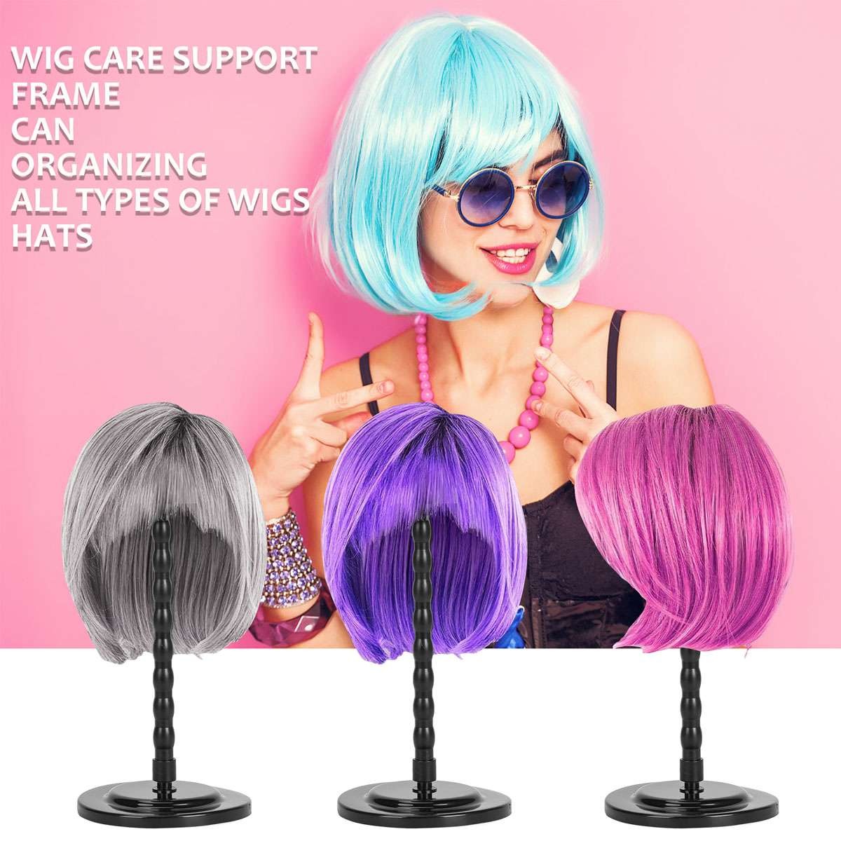 14 Inch Plastic Wig Stand Mannequin Head Holder for Display & Hat Storage