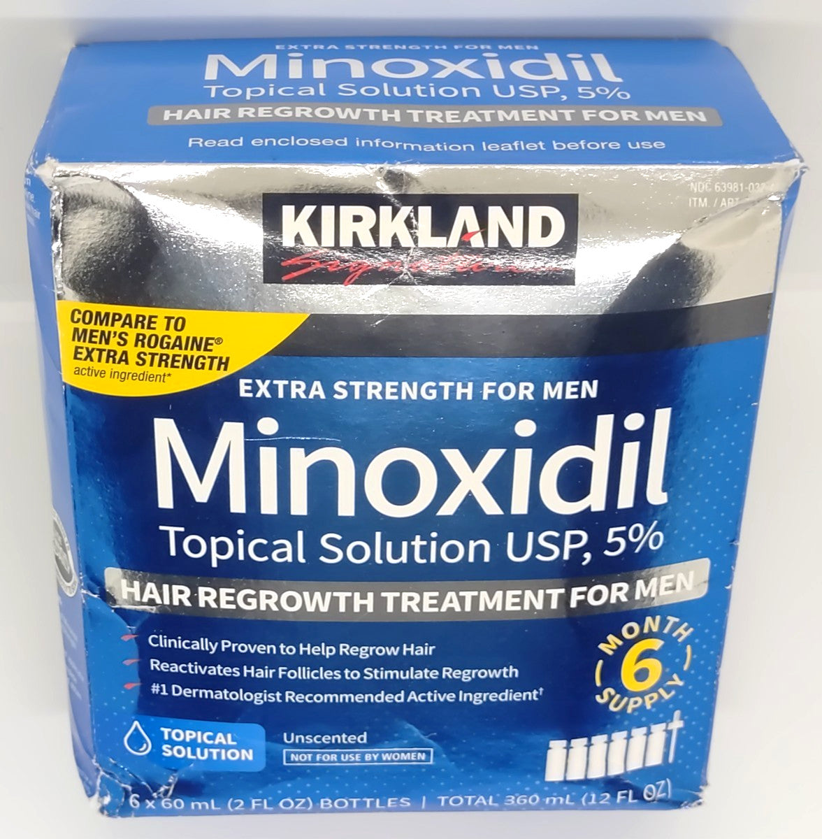 Minoxidil 5% Hair Regrowth Solution for Men - Extra Strength Kirkland Signature