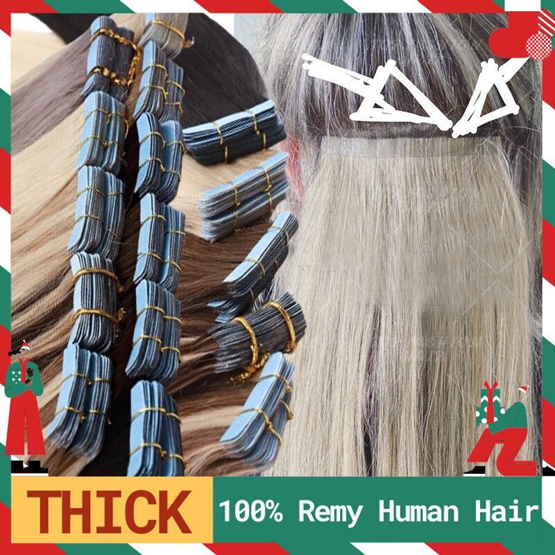 Tape-In Human Hair Extensions - Remy, Full & Natural Look, Multiple Colors & Lengths