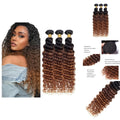 Deep Wave Human Hair Extensions 20-24 Inches Ombre Brazilian Virgin Hair