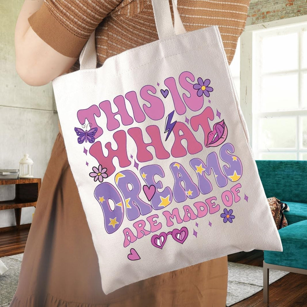 Cartoon Gift Tote Bag - This Is What Dreams Are Made Of Canvas Makeup & Travel Bag