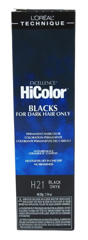 (2 Pack) L'Oréal Excellence Hicolor Black Onyx Permanent Hair Color 1.74oz | Dark Hair Lift & Toner