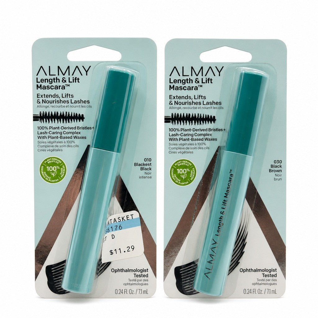 Almay Length & Lift Black Mascara - Hypoallergenic, 2 Pack, 0.24oz