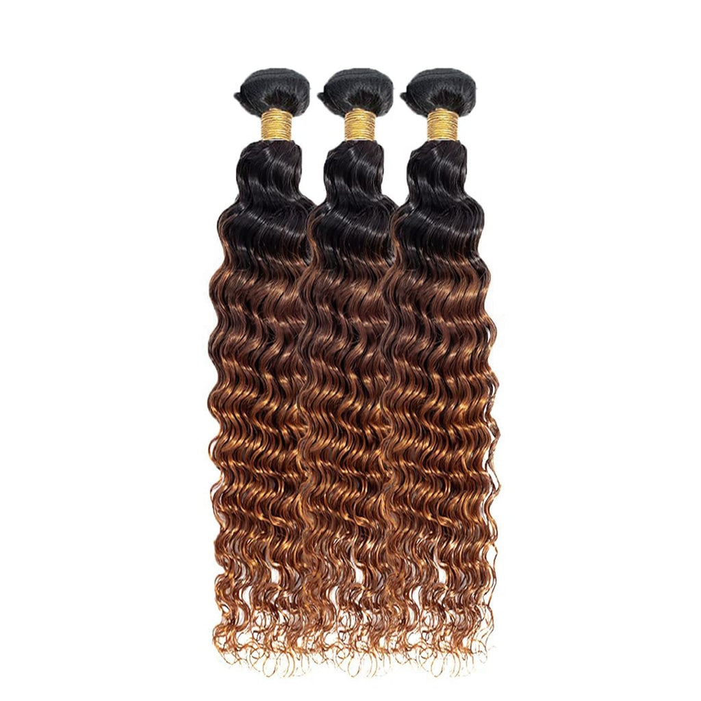 Deep Wave Human Hair Extensions 20-24 Inches Ombre Brazilian Virgin Hair