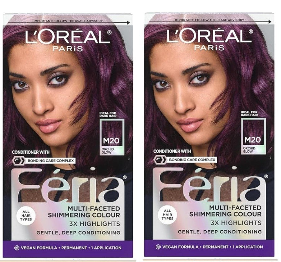(Pack 2) L'Oréal Feria Midnight Bold Hair Color M20 Orchid Glow