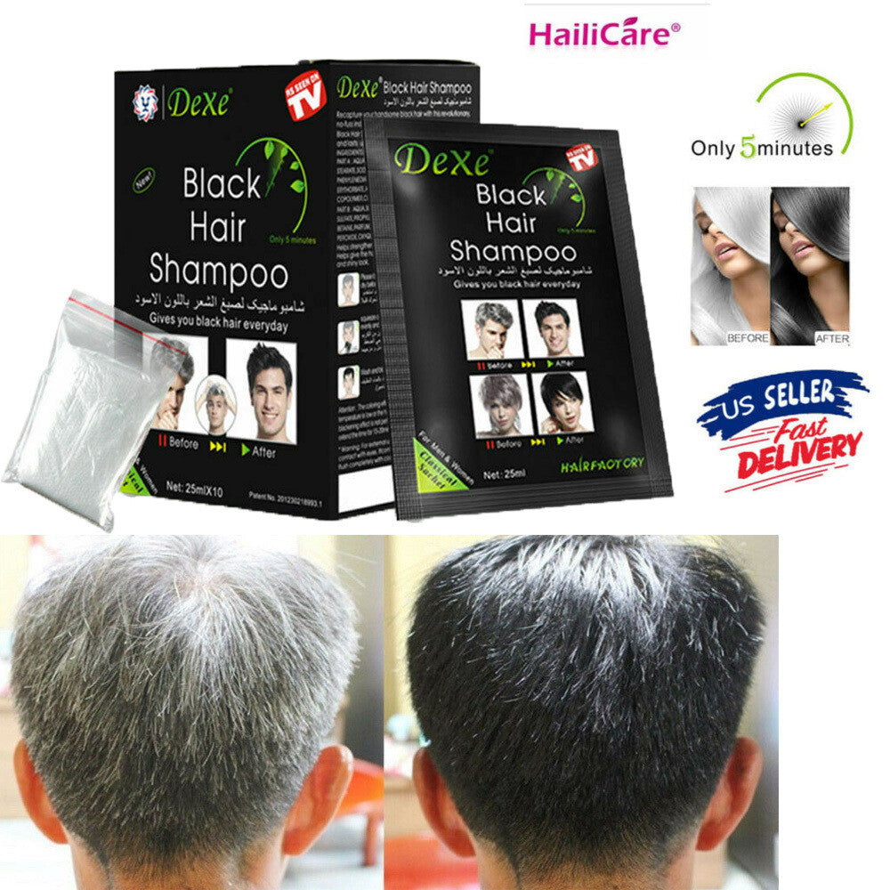 Herbal Black Hair Shampoo Darkening Hair Dye - 10 Pack