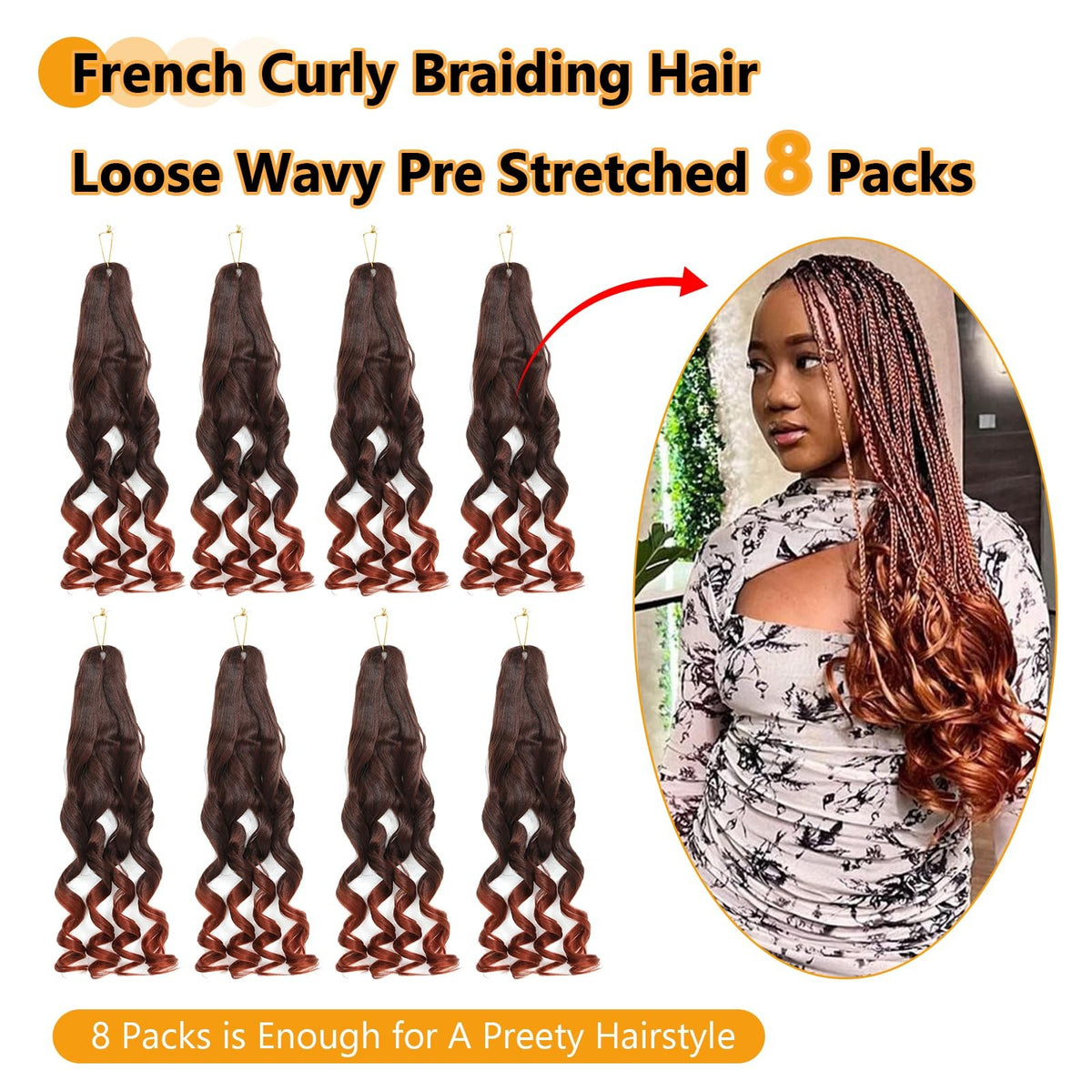 French Curl Braiding Hair 16 Inch - 7 Pack Curly Synthetic Hair Extensions