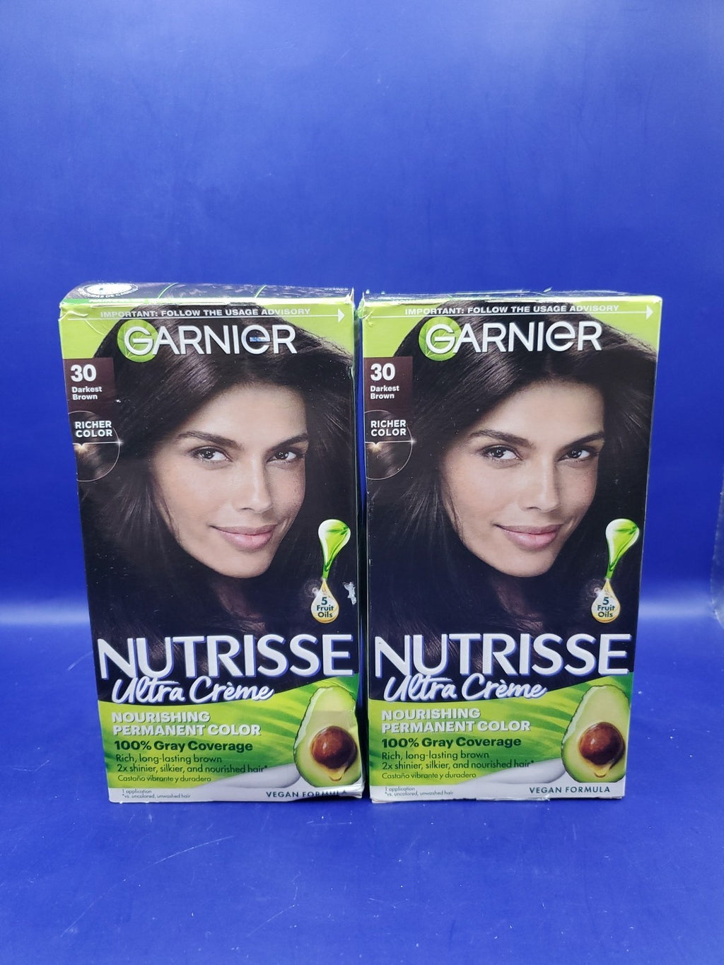 Garnier Nutrisse Nourishing Permanent Hair Dye 30 Darkest Brown 2 Pack