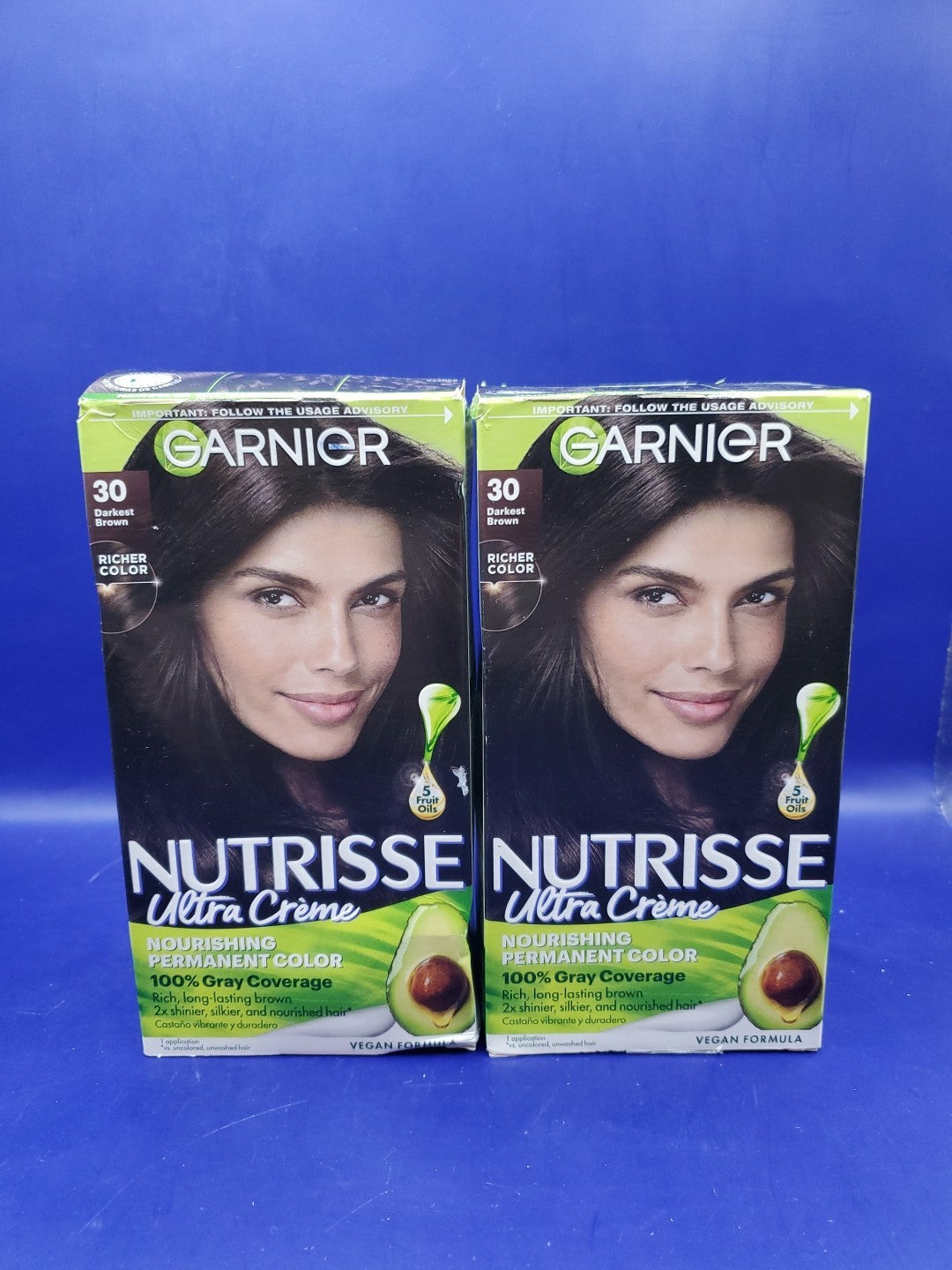 Garnier Nutrisse Nourishing Permanent Hair Dye 30 Darkest Brown 2 Pack