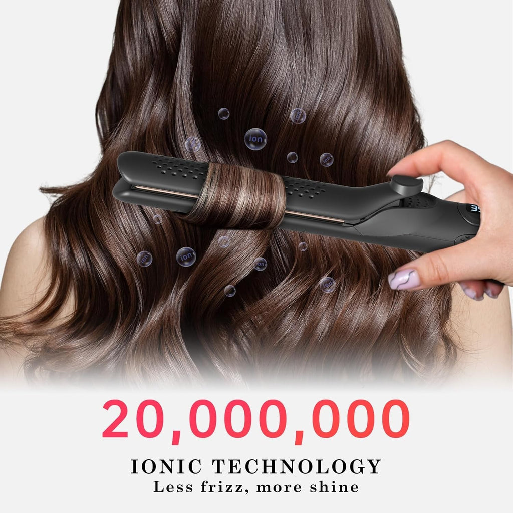 2-in-1 Hair Straightener and Curling Wand with Airflow System for Women