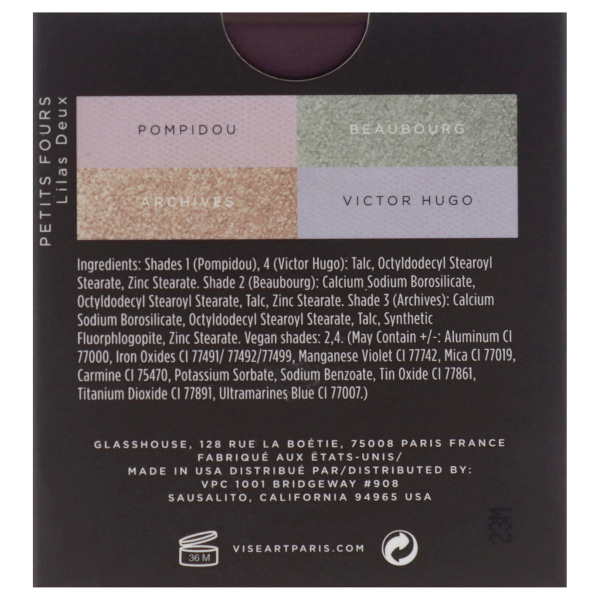Petits Fours Eyeshadow Palette Lilas Deux by Viseart Paris 0.21 oz
