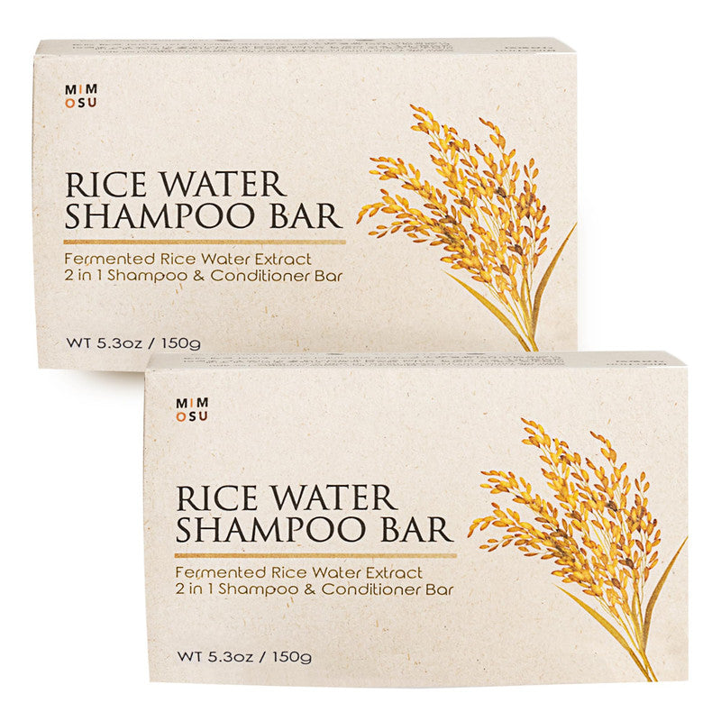 Fermented Rice Water Shampoo Bar 2-Pack - pH Balanced & Unscented Solid Hair Cleanser