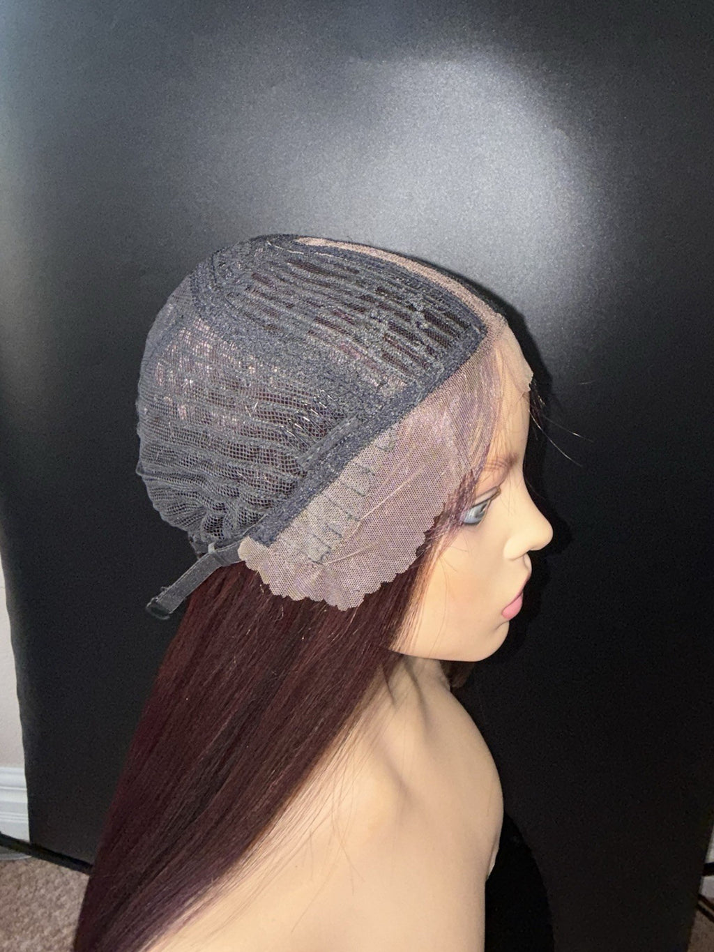 Burgundy Lace Front Wigs 28 Inch Straight Middle Part Synthetic Hair