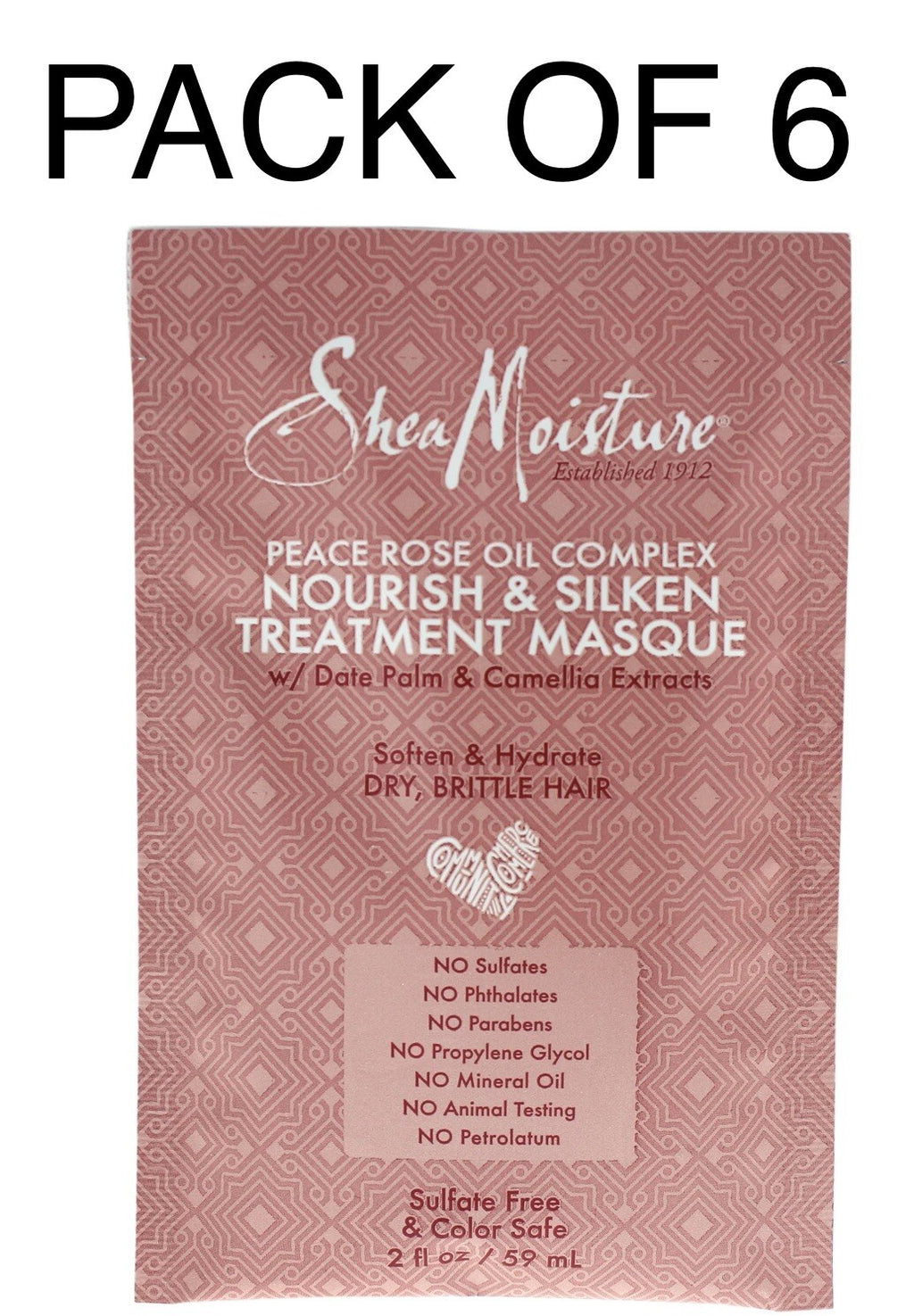 Shea Moisture Peace Rose Oil Complex Nourishing Silken Hair Mask 6 Pack