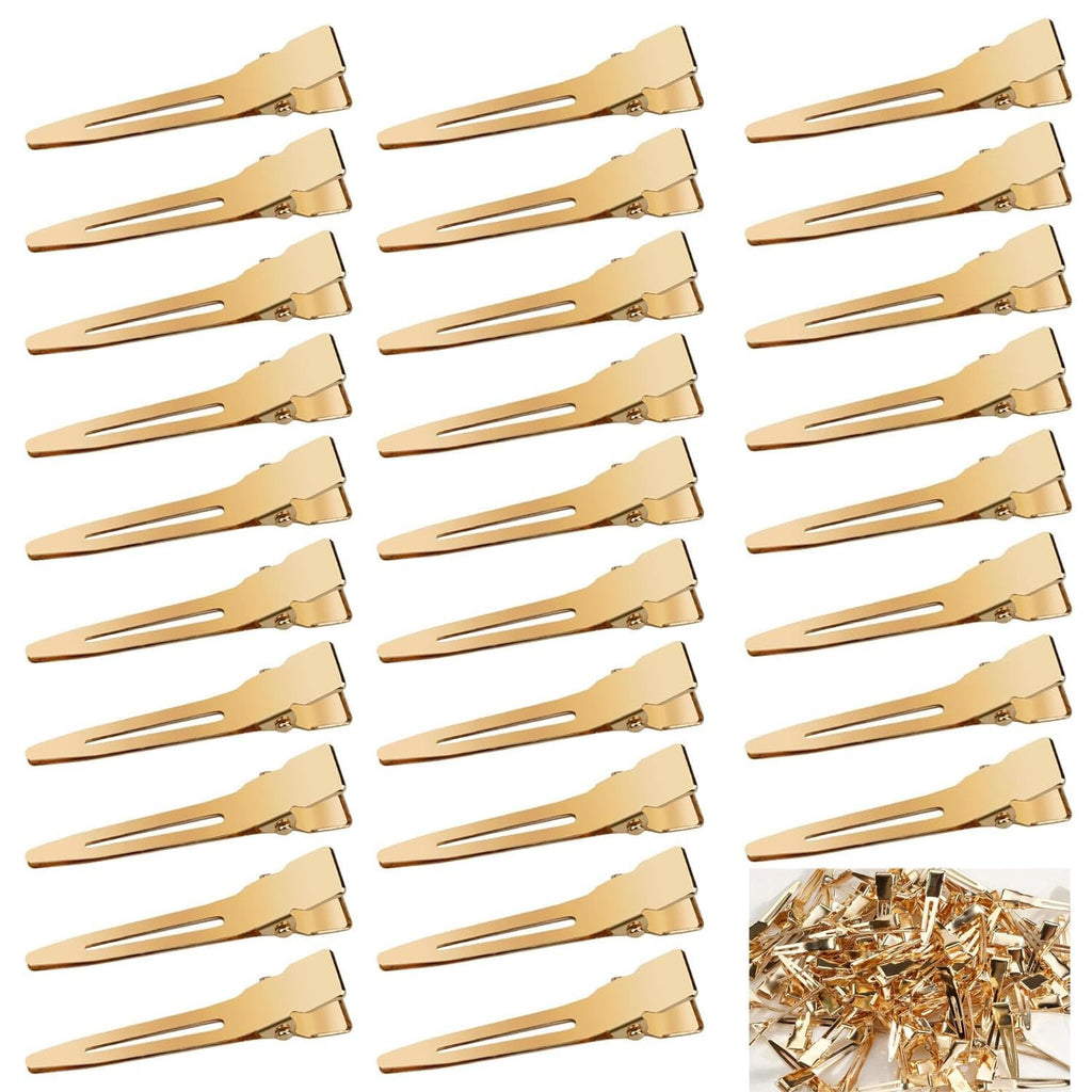 120 Pack Gold Single Prong Hair Curl Clips 1.77 Inch for Styling & DIY