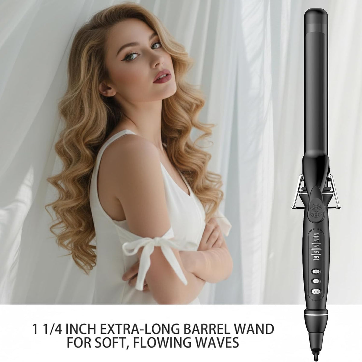 25 Inch Long Barrel Curling Iron for Long Hair - Tourmaline Ceramic