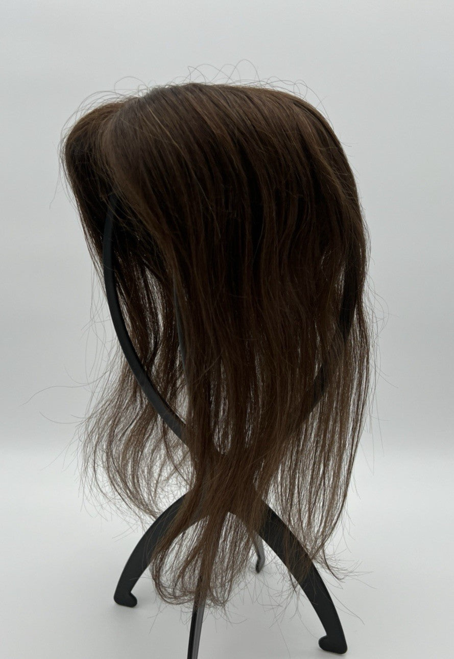 12in Dark Brown Human Hair Topper for Women - Remy Clip-In Crown Cover