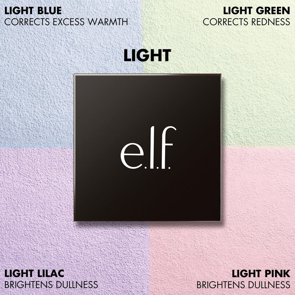 e.l.f. Set It Bright Powder Quad – Light Shade, 0.37 oz, 2 Color-Correcting + 2 Brightening Powders