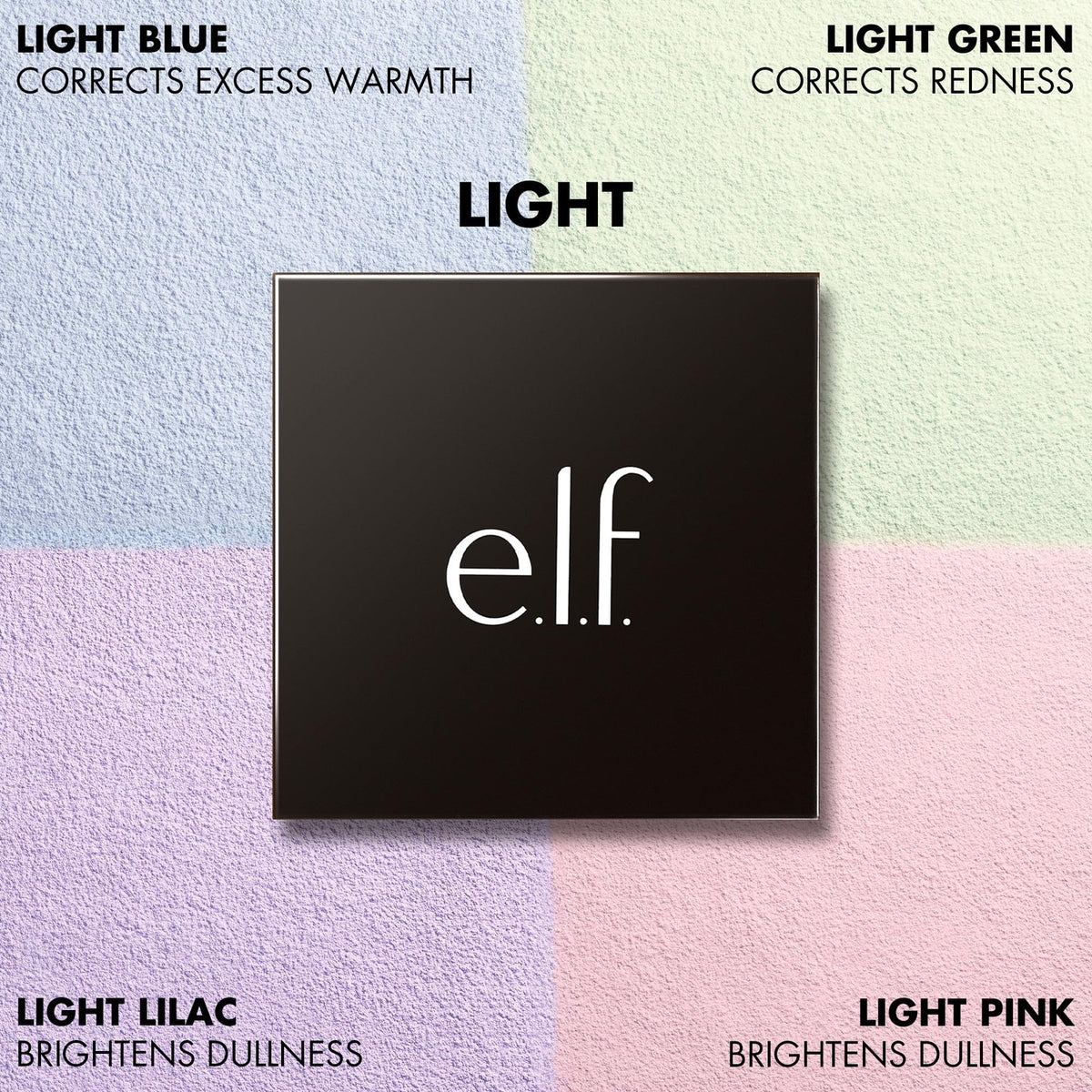 e.l.f. Set It Bright Powder Quad – Light Shade, 0.37 oz, 2 Color-Correcting + 2 Brightening Powders