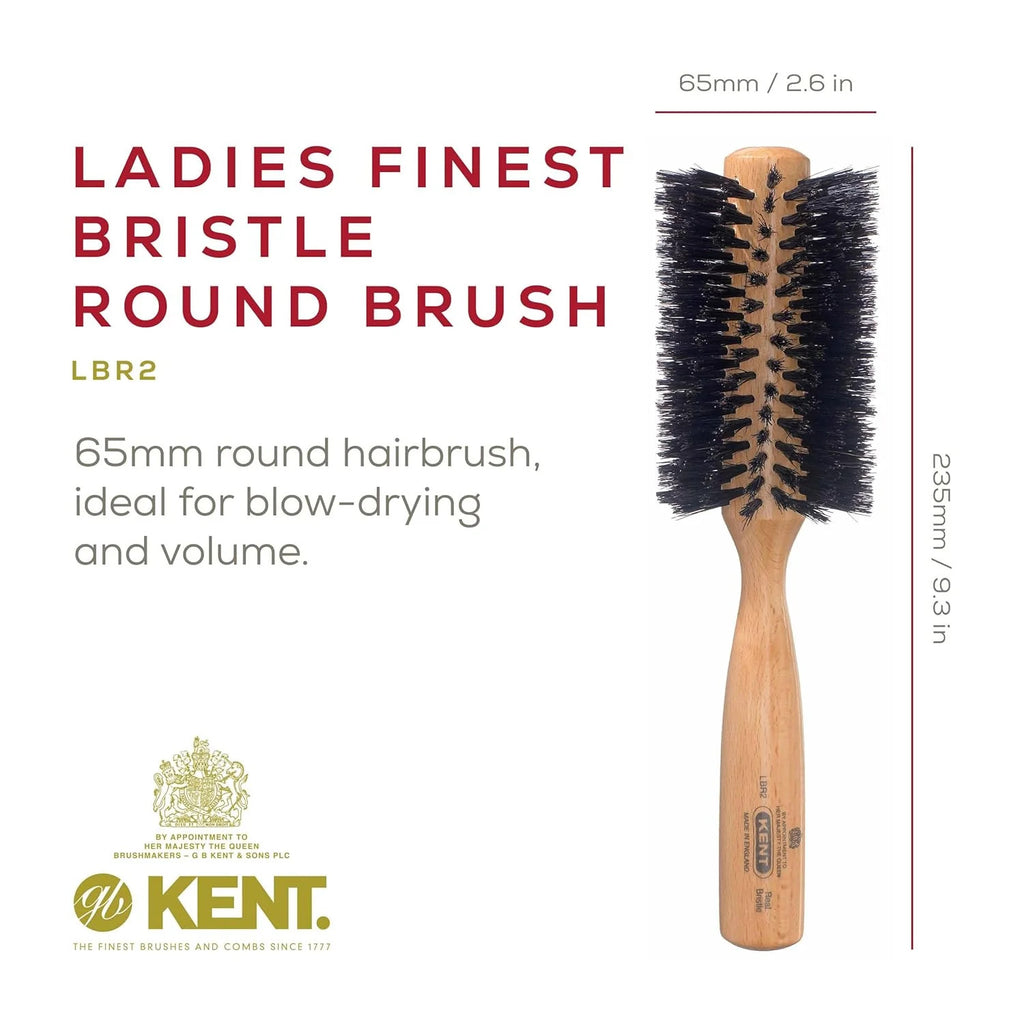 Ladies Black Boar Bristle Medium Round Hair Brush - Salon Quality