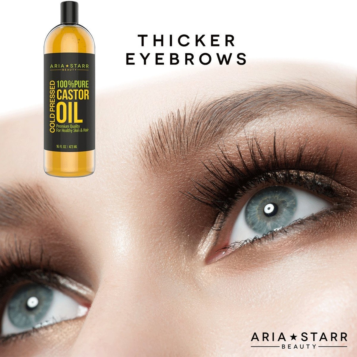 Pure Cold Pressed Castor Oil - 16 Fl Oz for Hair, Skin & Eyebrows - Moisturizer & Growth Oil