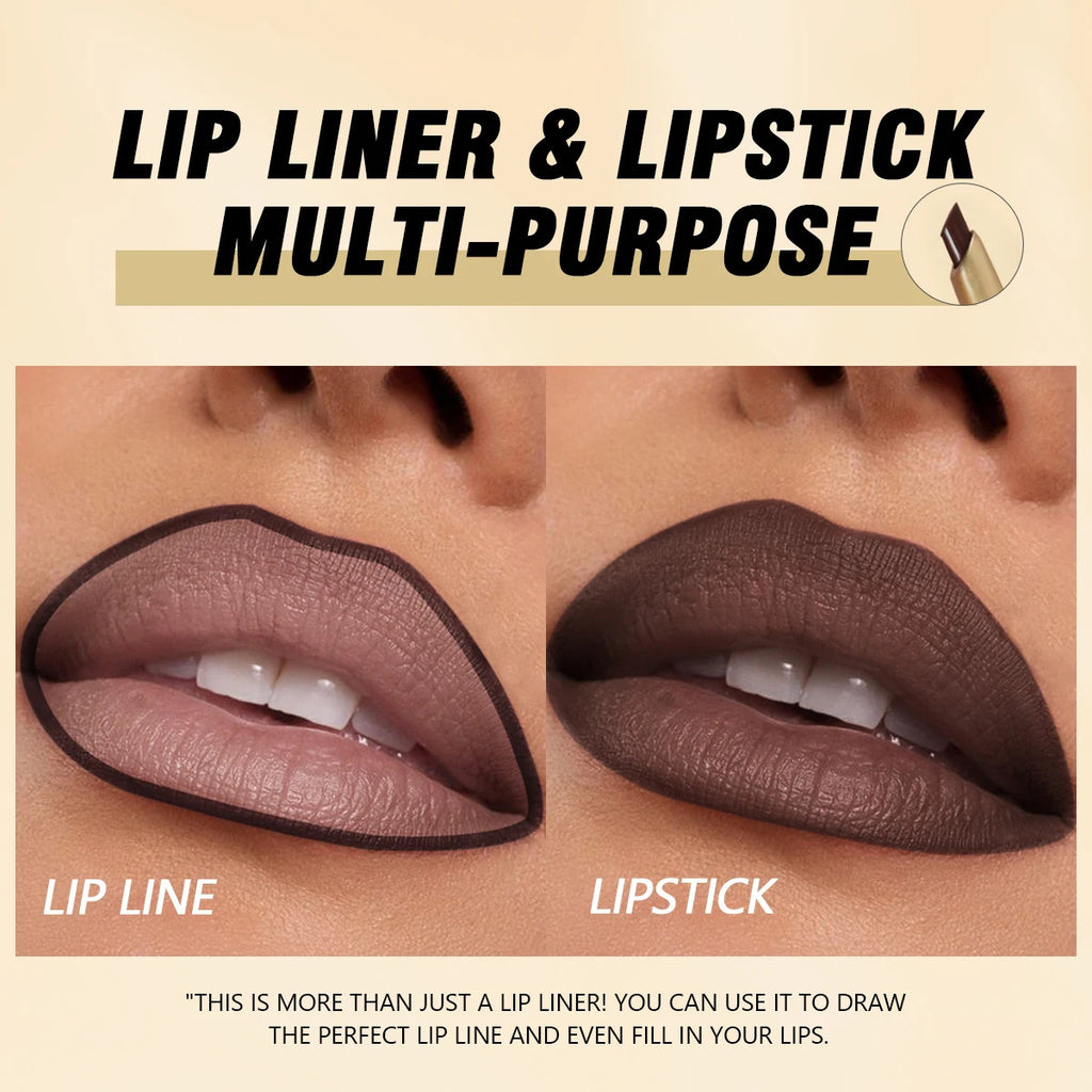 Matte 6-Color Lip Liner Pencil Set Bevel Design for Lip Contour and Nude Looks
