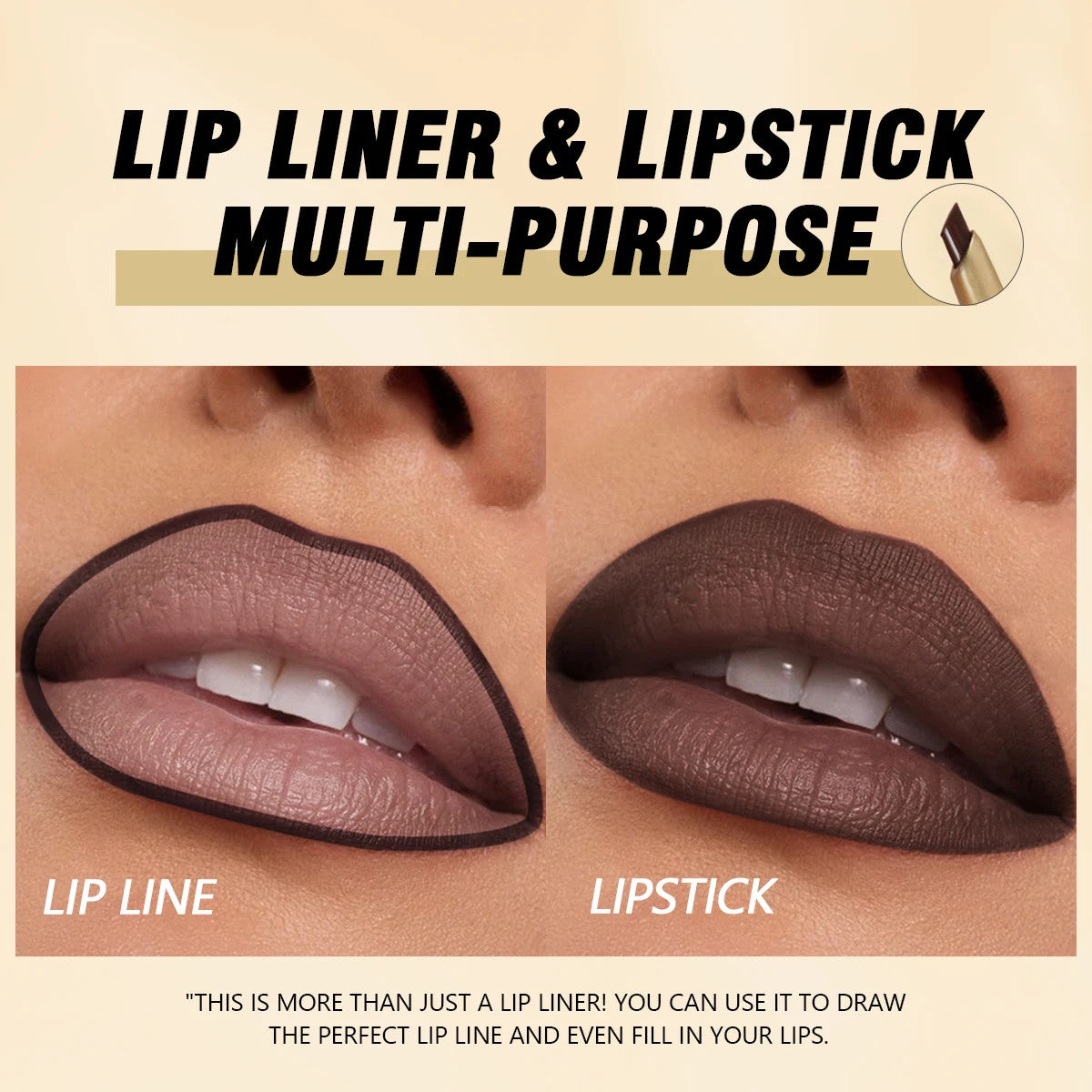 Matte 6-Color Lip Liner Pencil Set Bevel Design for Lip Contour and Nude Looks