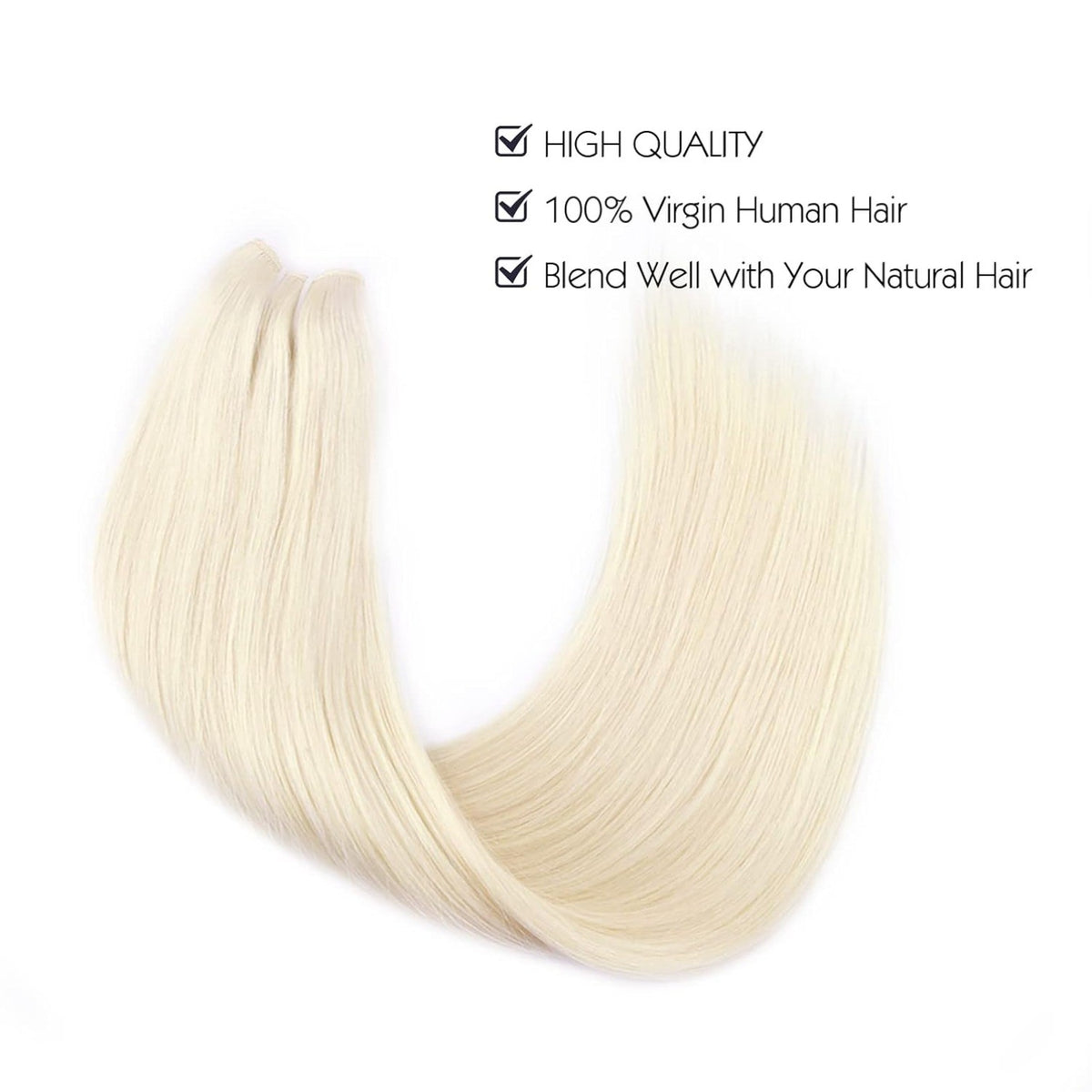16 Inch 100g Remy Human Hair Wire Extensions - Invisible Transparent Wire