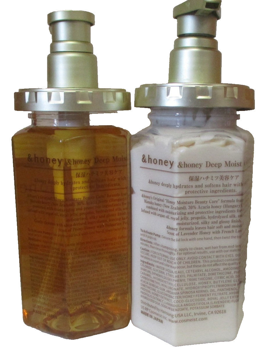 & Honey Deep Moist Shampoo & Conditioner Duo Set - Made in Japan, Hydrating Hair Care