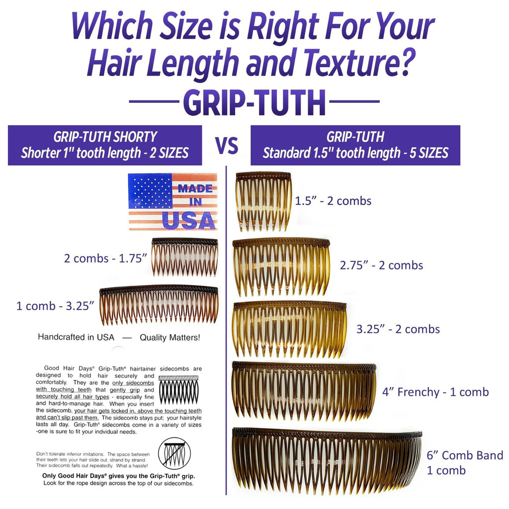 Shorty Hair Comb for Fine Thin Hair - Secure Grip, 3 1/4 Inches, 1 Pack