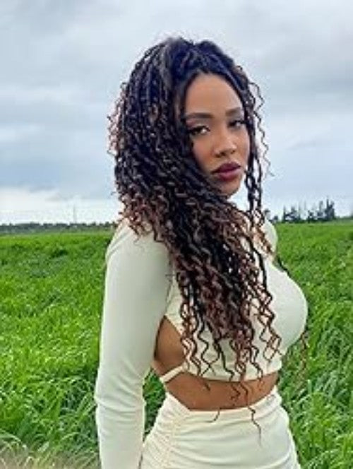 Luxury 14-Inch Goddess Crochet Locs - Fluffy Curly Hair Extensions for Black Women