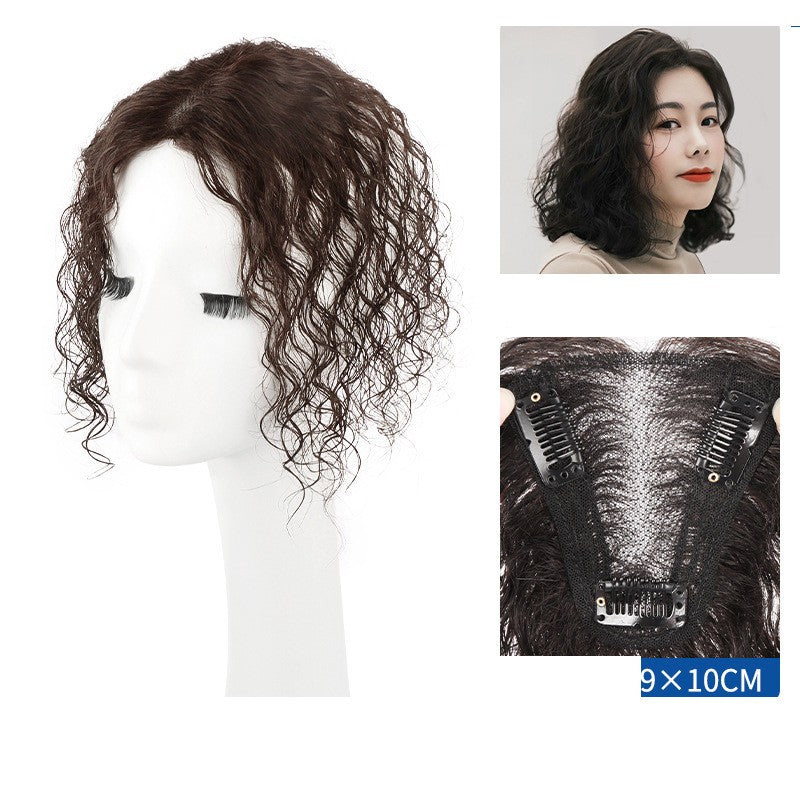 10-Inch Human Hair Clip-In Wavy Curly Hair Topper for Women