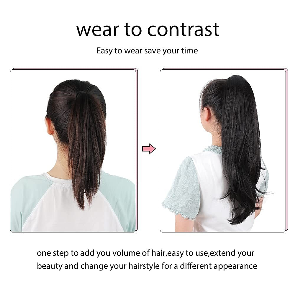 Black Ponytail Extension 22 Inch Clip-In Hairpiece for Easy Styling