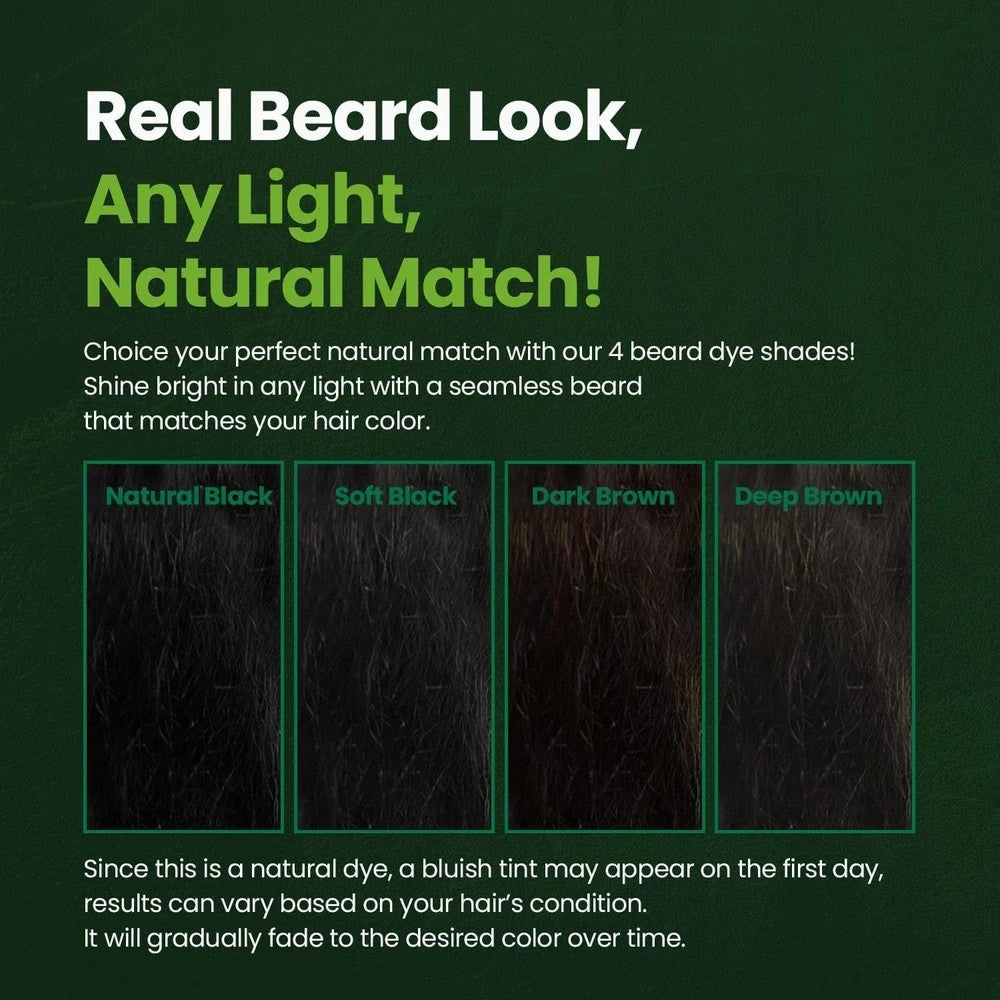 Herb for Men Mustache & Beard Dye Natural Black PPD-Free Vegan Easy-to-Use Kit