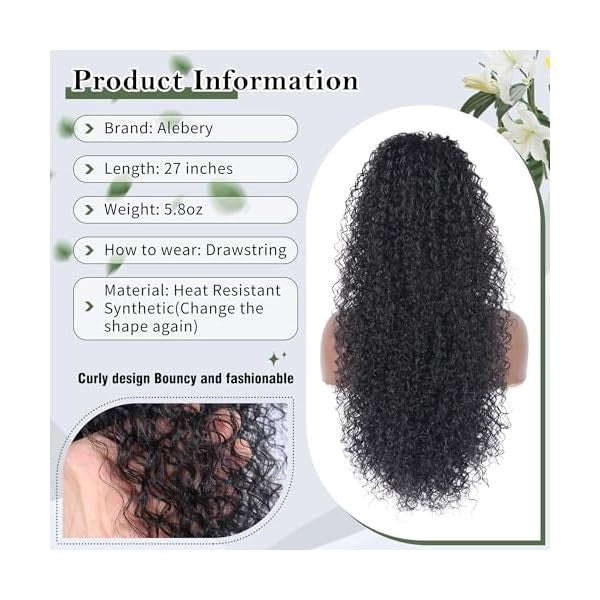 Deep Curly Ponytail Extension with Drawstring - 27 Inch Synthetic & Human Hair