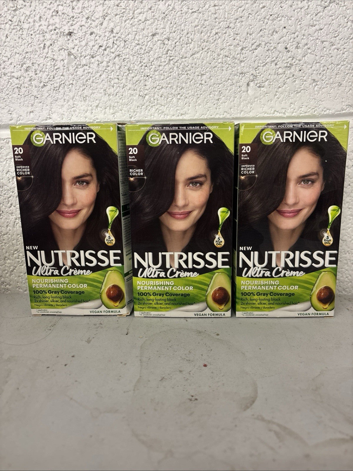 Garnier Nutrisse Nourishing Permanent Hair Color Creme 20 Soft Black - 3 Pack